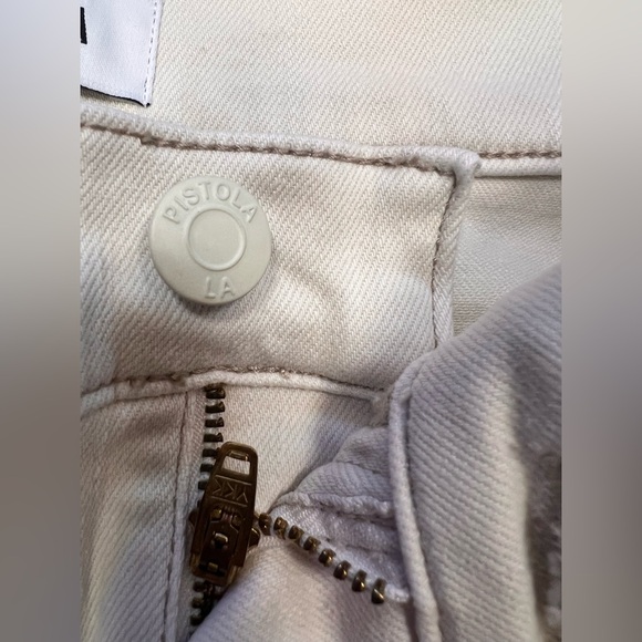 Pistola Jean Woman 27 White Mid Rise Distressed Bleached Slim Fit USA Made Denim - Picture 6 of 10